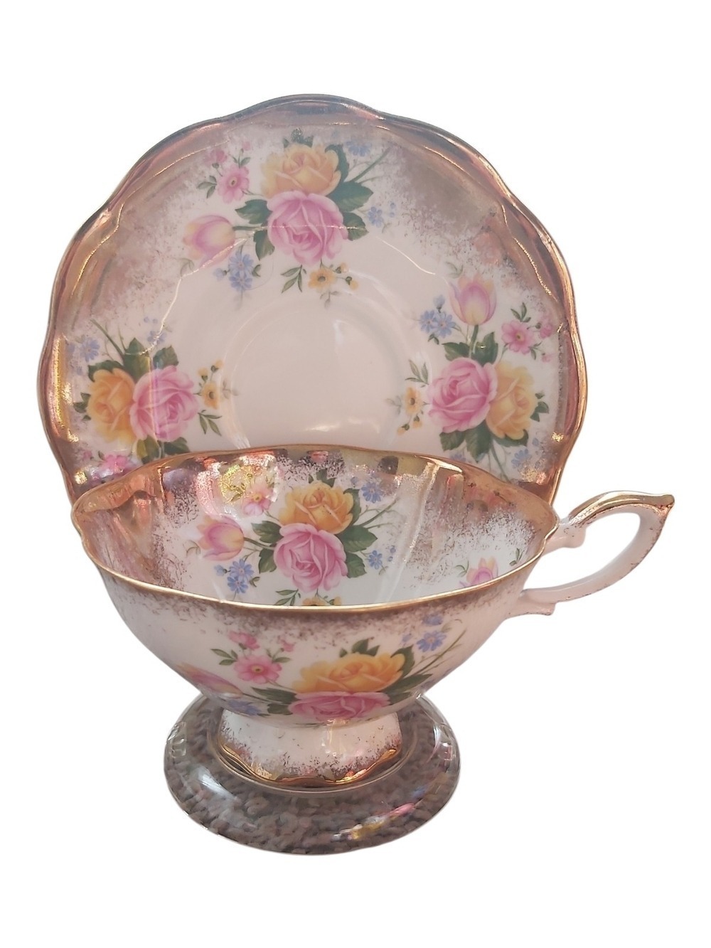 Vintage Royal Standard "Azalea" Teacup & Saucer - Made in England-Pink & Yellow